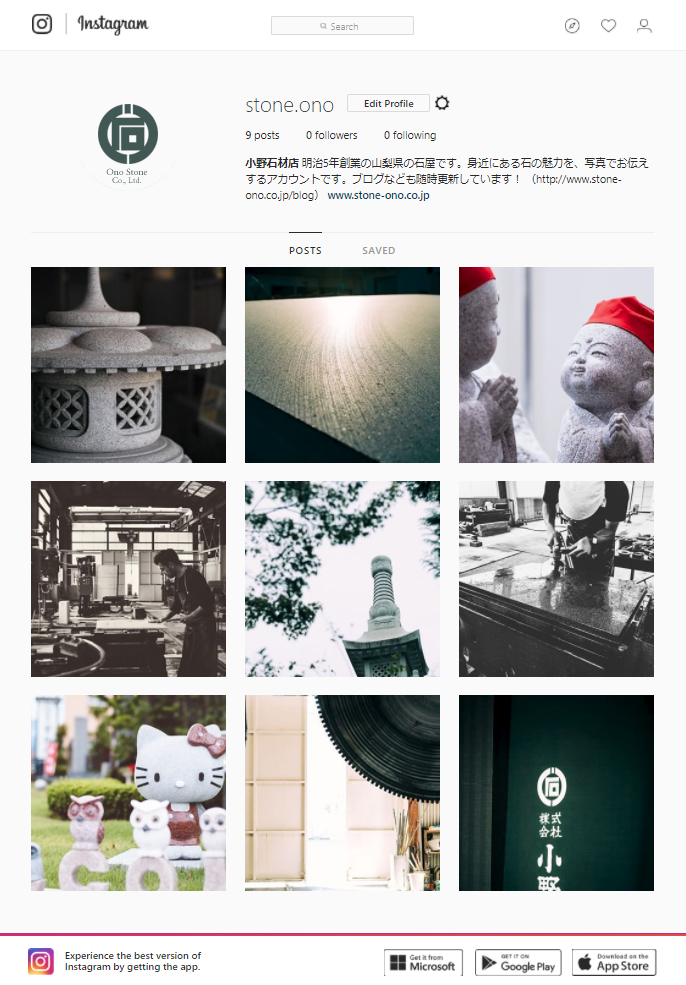 Instagram［小野石材店 公式アカウント］