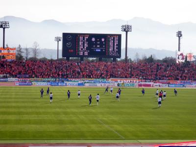 ヴァンフォーレ甲府応援・試合中の電光掲示板