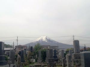 お寺墓地から見える富士山